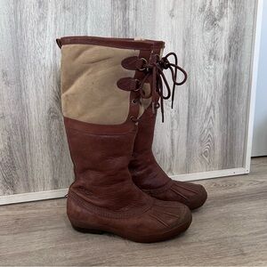 UGG Belcloud Knee High Tall Duck Boots Women’s 8 Brown waterproof Outdoor Winter